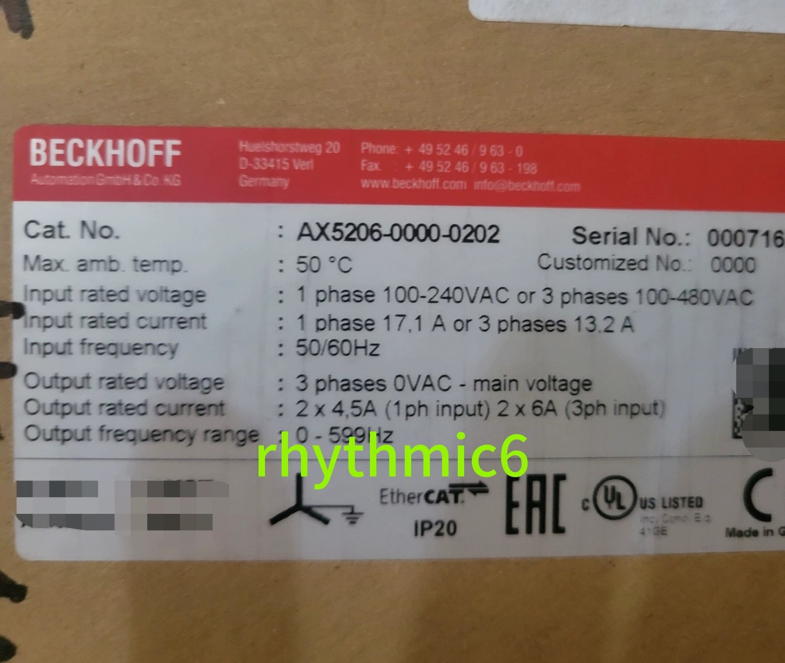 Brand New AX5206-0000-0202 servo drive AX5206-0000-0202 DHL