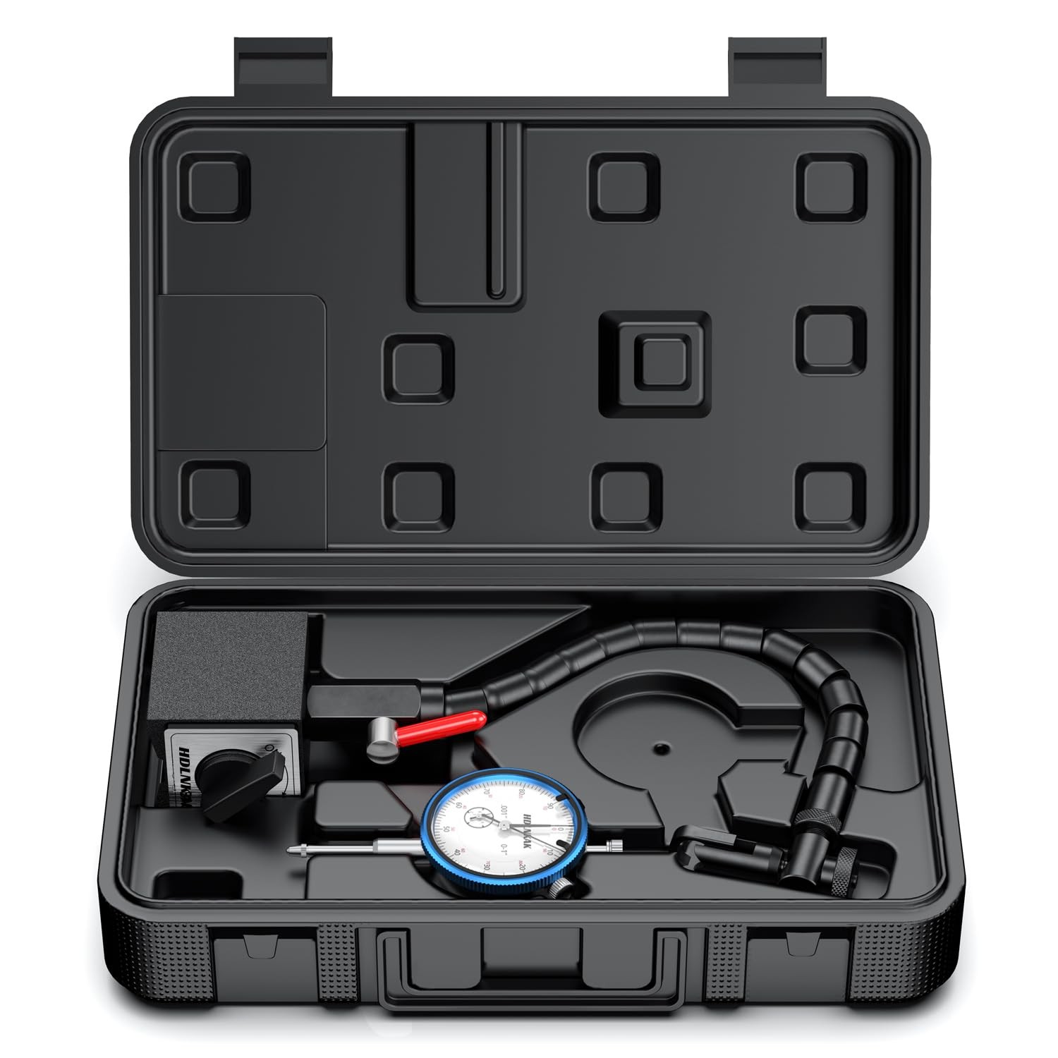 HDLNKAK Dial Indicator 0-1» with Magnetic Base Includes Flex Arm (Blue)