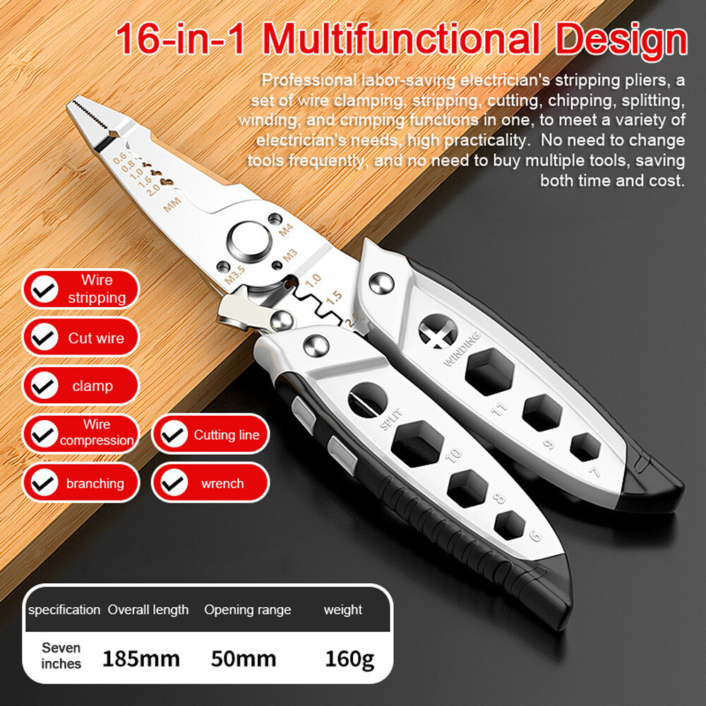 16in1 Multifunctional Wire Stripper Professional Wire Stripping Tool Q2O1