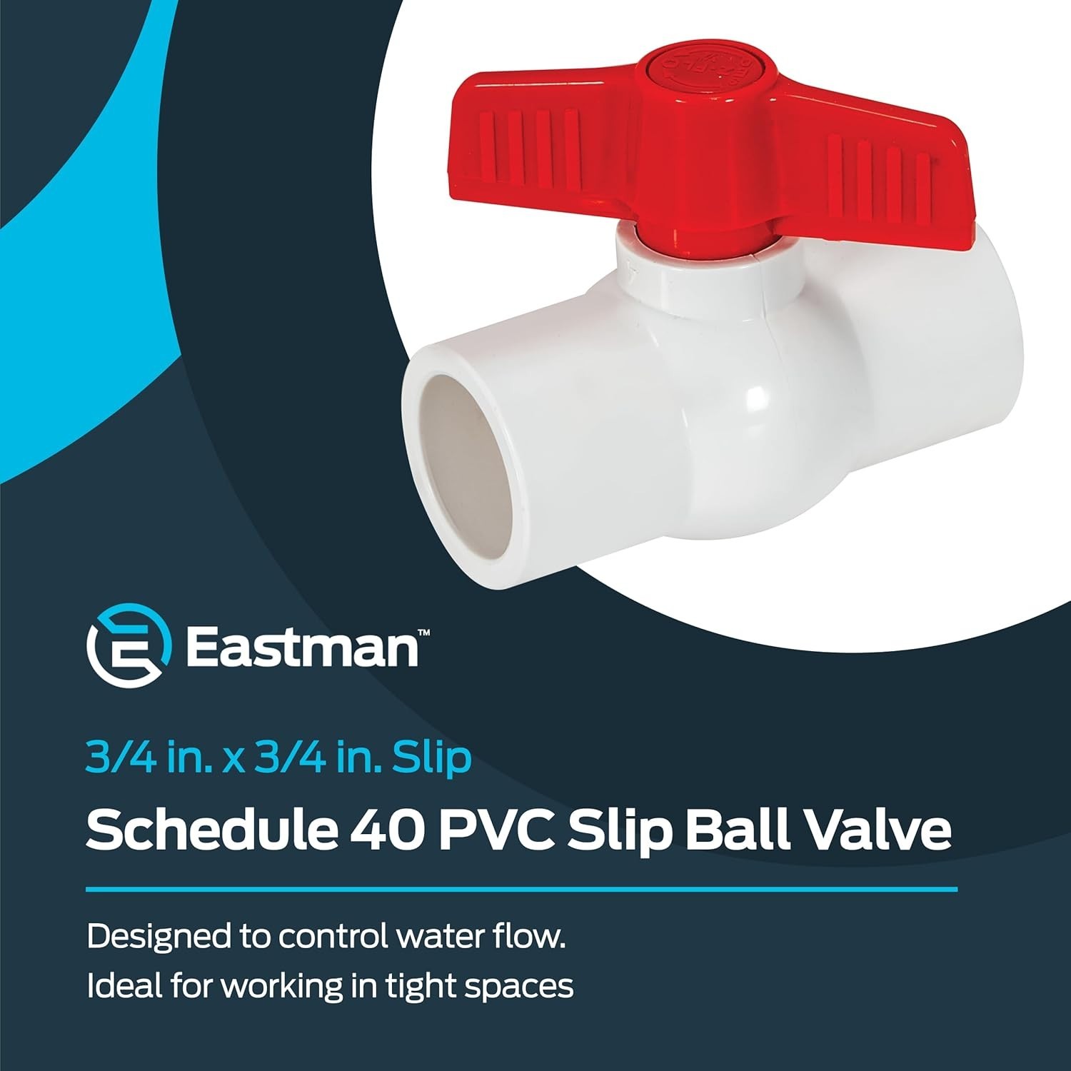 Compact 3/4″ PVC Ball Valve with Slip Connections – 150 PSI Maximum Performance