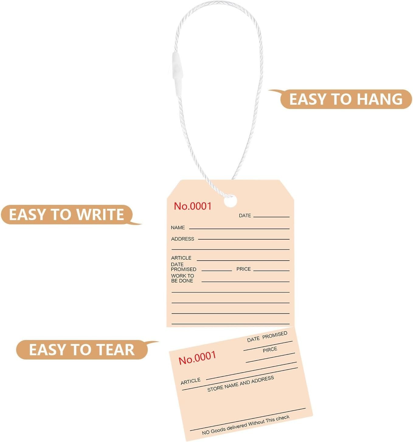500Pcs Numbered Repair Tags with String,2.7X 5.1 Service Tag,Maintenance Label T