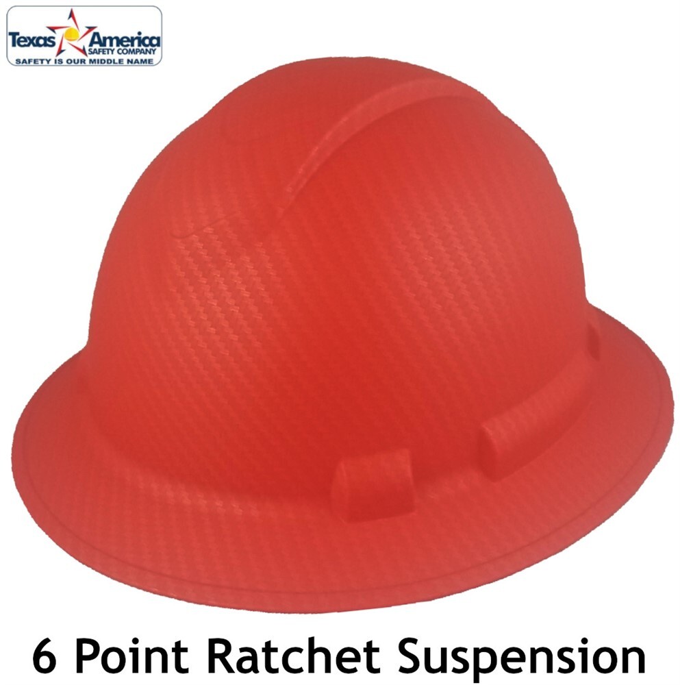 Pyramex RIDGELINE Full Brim Hard Hat with 6 point suspension – Red Graphite