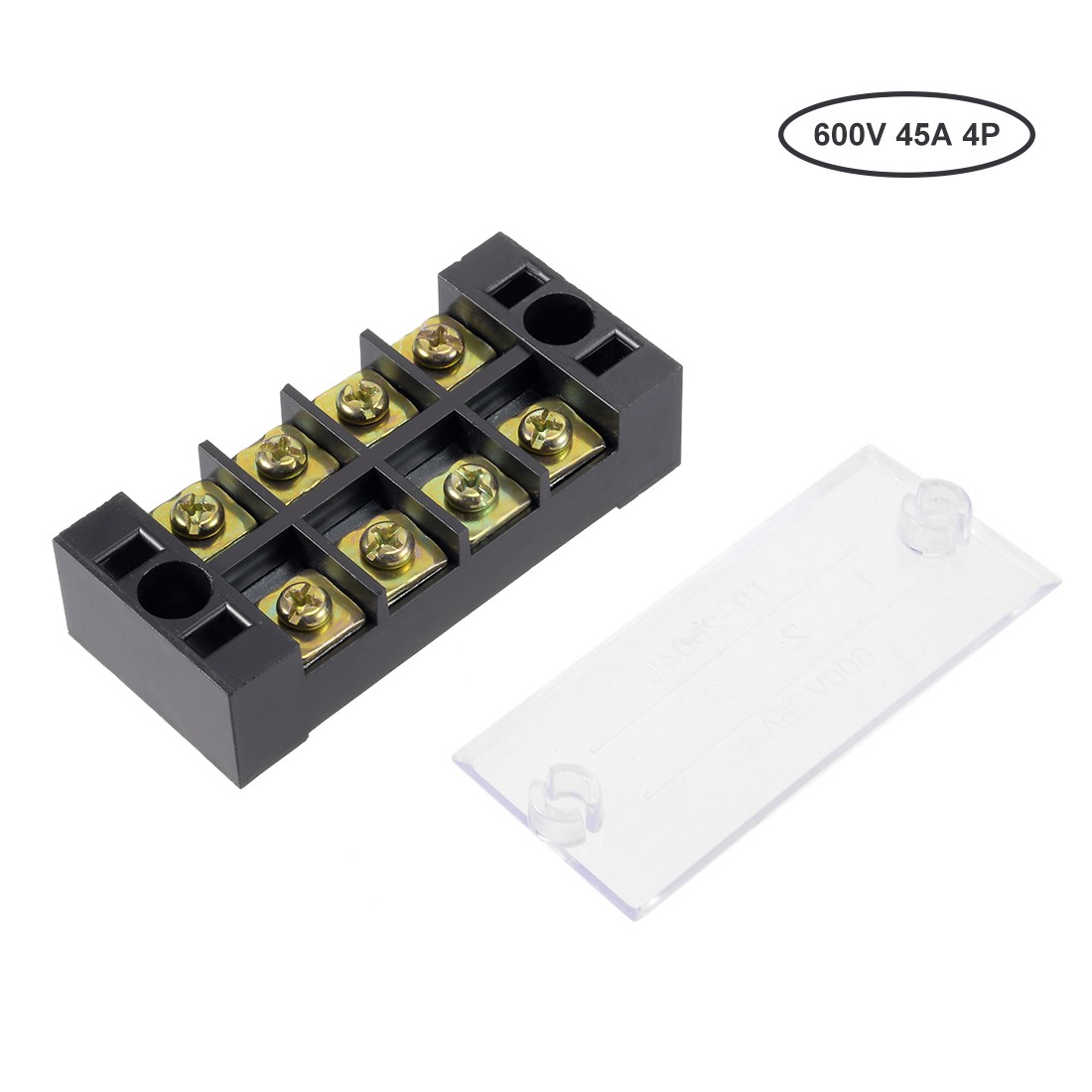 2Pcs 4 Position Dual Rows Barrier Block Terminal Strip for Machine 600V 25A Wire