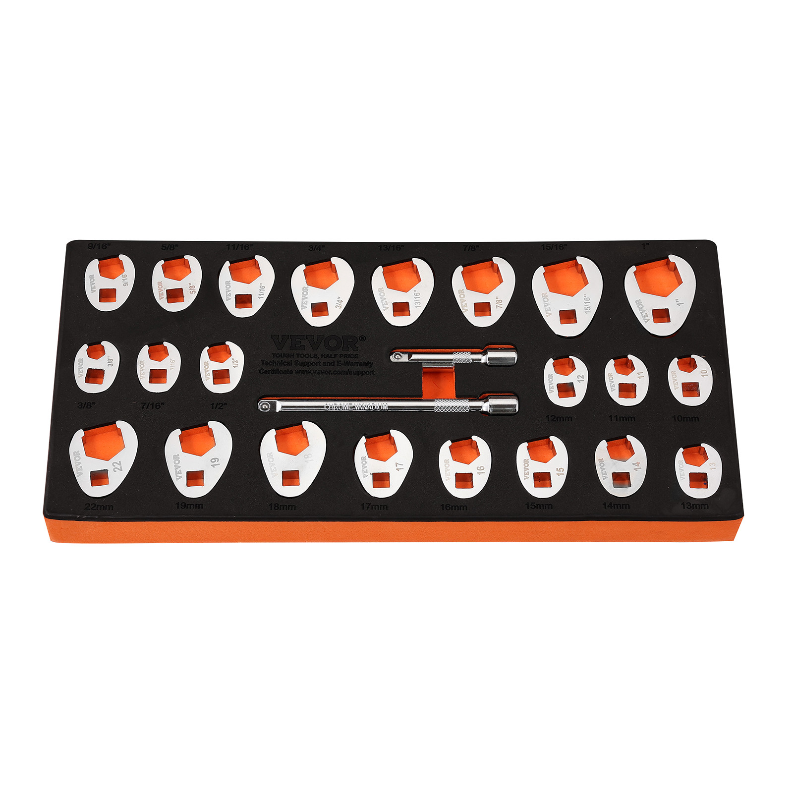 VEVOR Crowfoot Wrench Set 3/8″ Drive 24-Piece Crows Foot Wrench Set SAE Metric