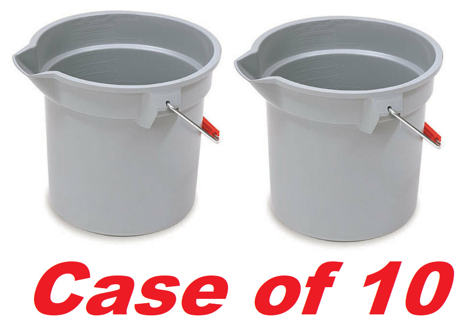 Rubbermaid Commercial 10 Quart Plastic Utility Pail Bucket FG296300, Case of 10