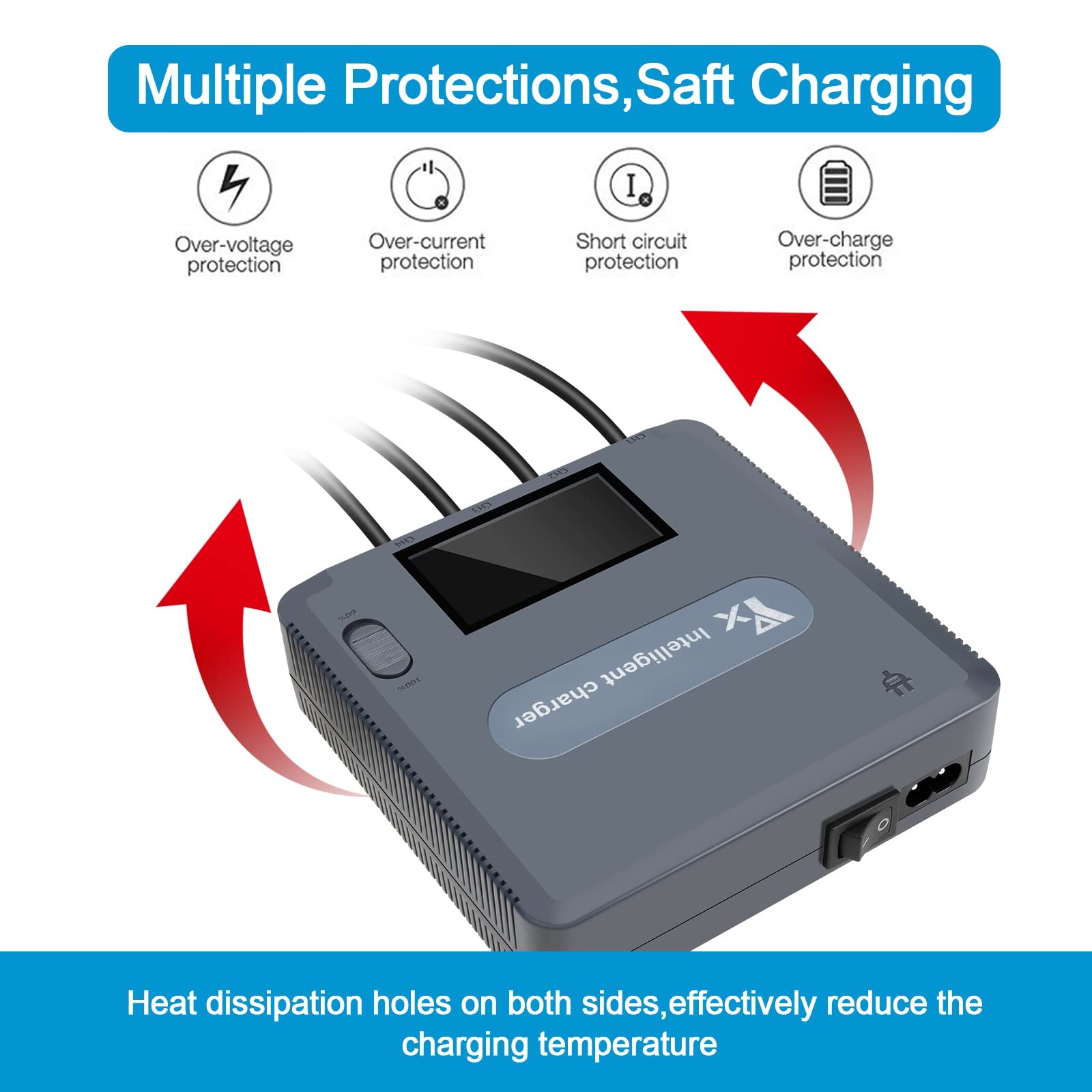Hanatora Lcd Display Battery Charger For Dji Air 2Smavic Air 2 Drone And Remote