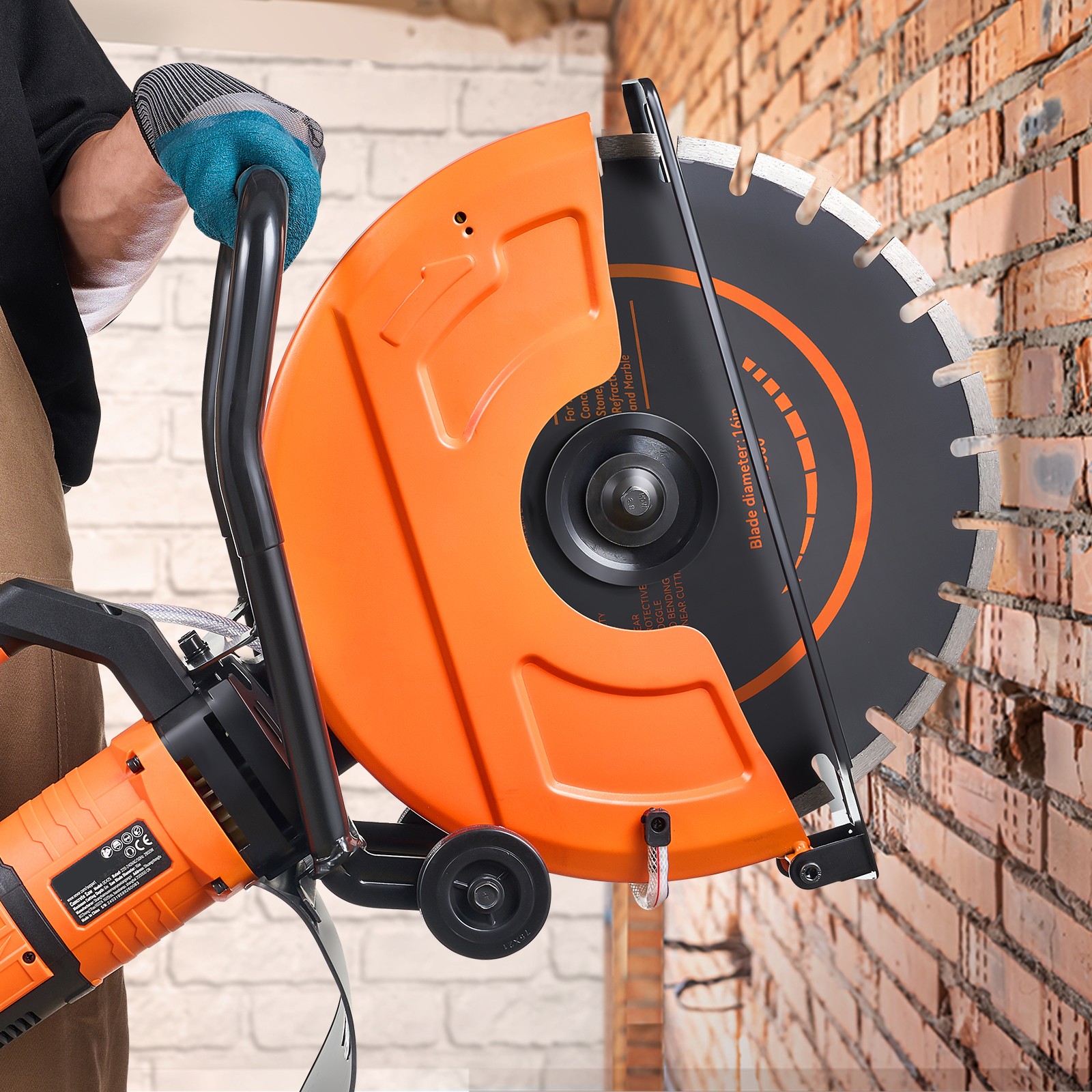 VEVOR 16” Electric Concrete Saw Wet/Dry Saw Cutter with Water Pump and Blade