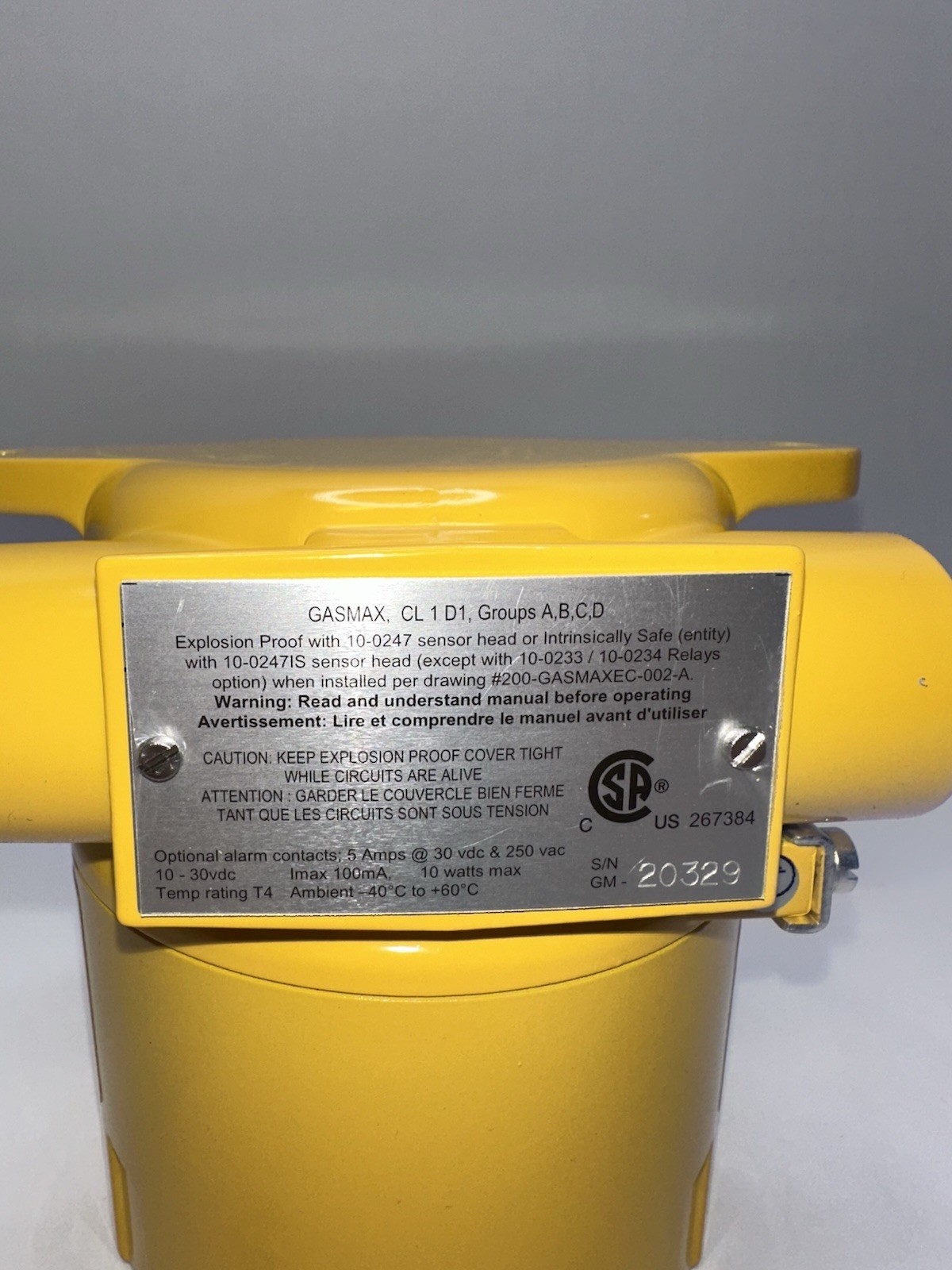 GDS Corp GasMax GM II-0-00-0/1-70-6/0 Fixed Gas Monitor, Class I Div 1