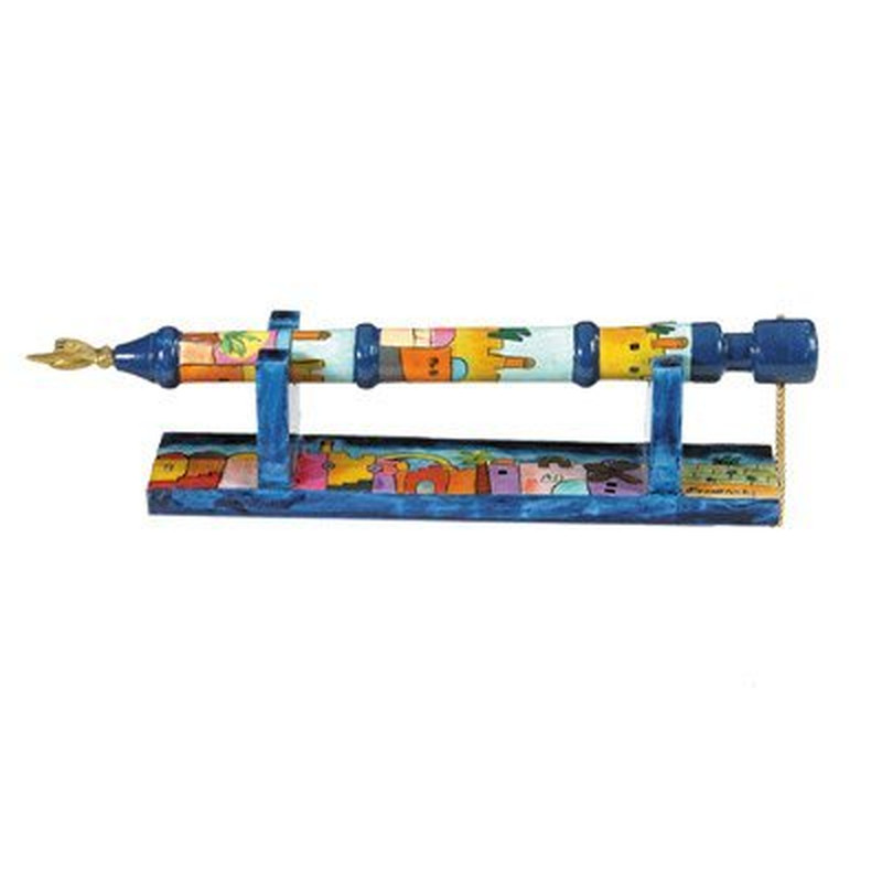 Yair Emanuel Hand Painted Wooden Yad – Torah Pointer Stand Jerusalem Design Tp-1