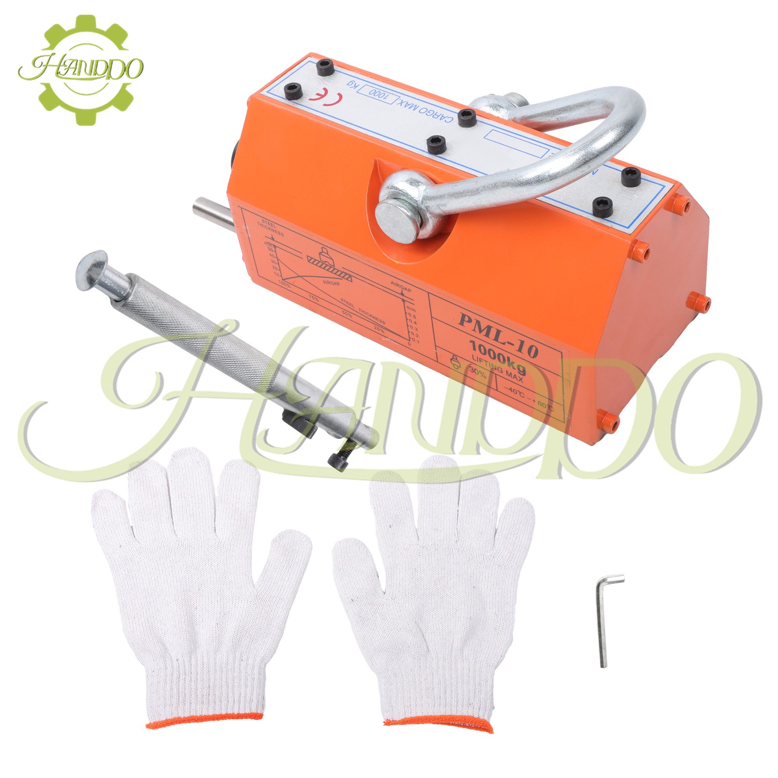 Permanent Magnetic Lifter Lifting Magnet 2200 lbs/1000 kg 2 Safety Factor Orange
