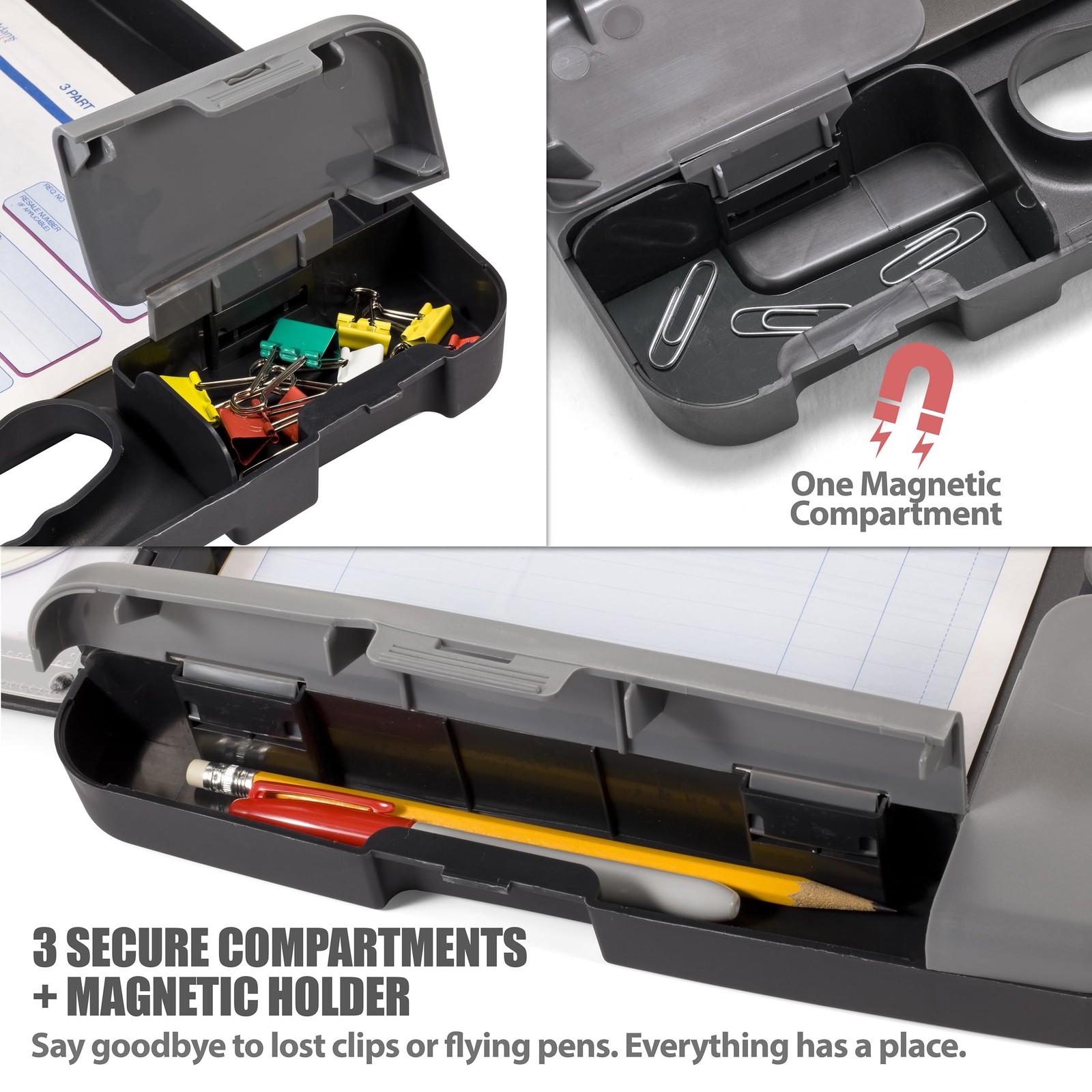 Officemate Portable Clipboard Storage 11-3/4″w x 1-1/2″d x 14-1/2″h, Charcoal