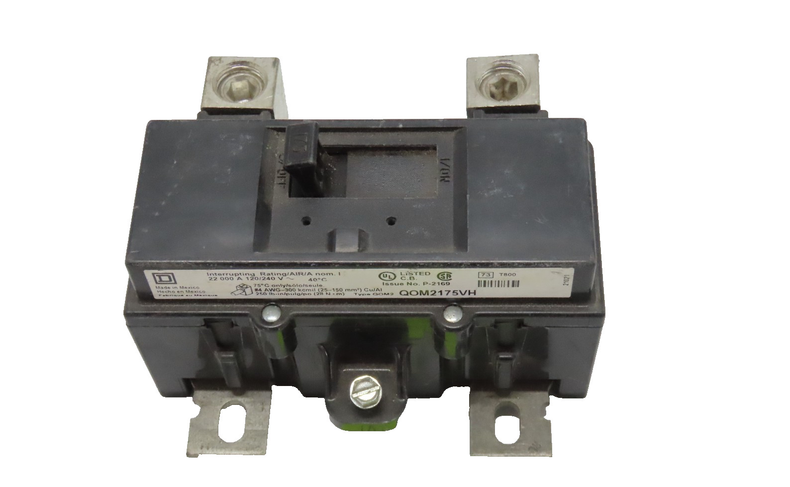 SQUARE D CIRCUIT BREAKER QOM2175VH USED