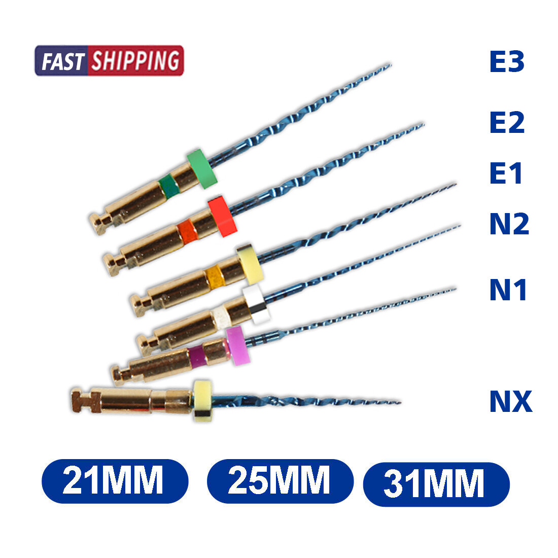 6pcs Endodontic Dental Endo Files Rotary NITI Files 21/25/31MM Dentist