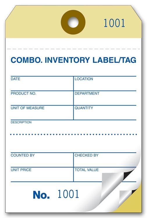 R580 Medium Sized Inventory Tags 3 1/8 x 4 3/4″ QTY 500
