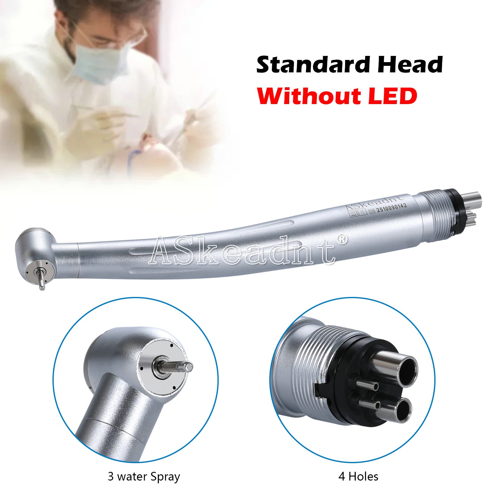 Dental High Speed Handpiece 3 Water Spray Ceramic Bearing 4 Holes ASKEADNT