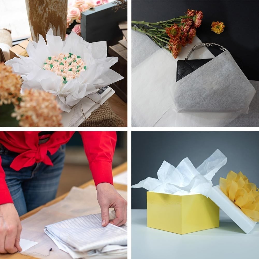 500 Sheets 14″x20″ 20″x 30″ White Wrapping Tissue Paper Bulk for Gift Bags White