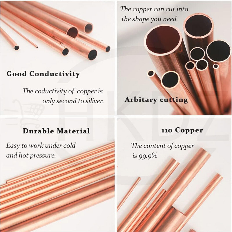 Copper Round Tube OD Ø1.5mm 2mm 3mm 4mm 5mm 6mm 7mm 8mm 10mm -30mm Lengths 300mm
