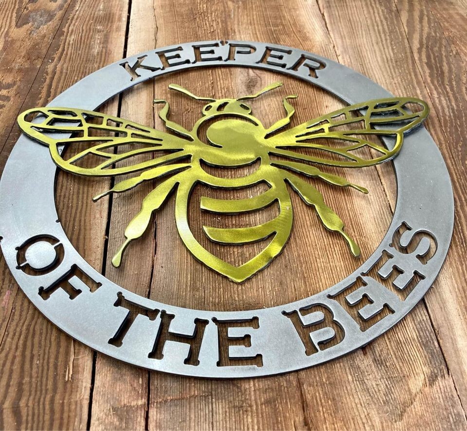 Bee Keeper Steel Metal Sign, Honey Bee, Garden, 12-inch