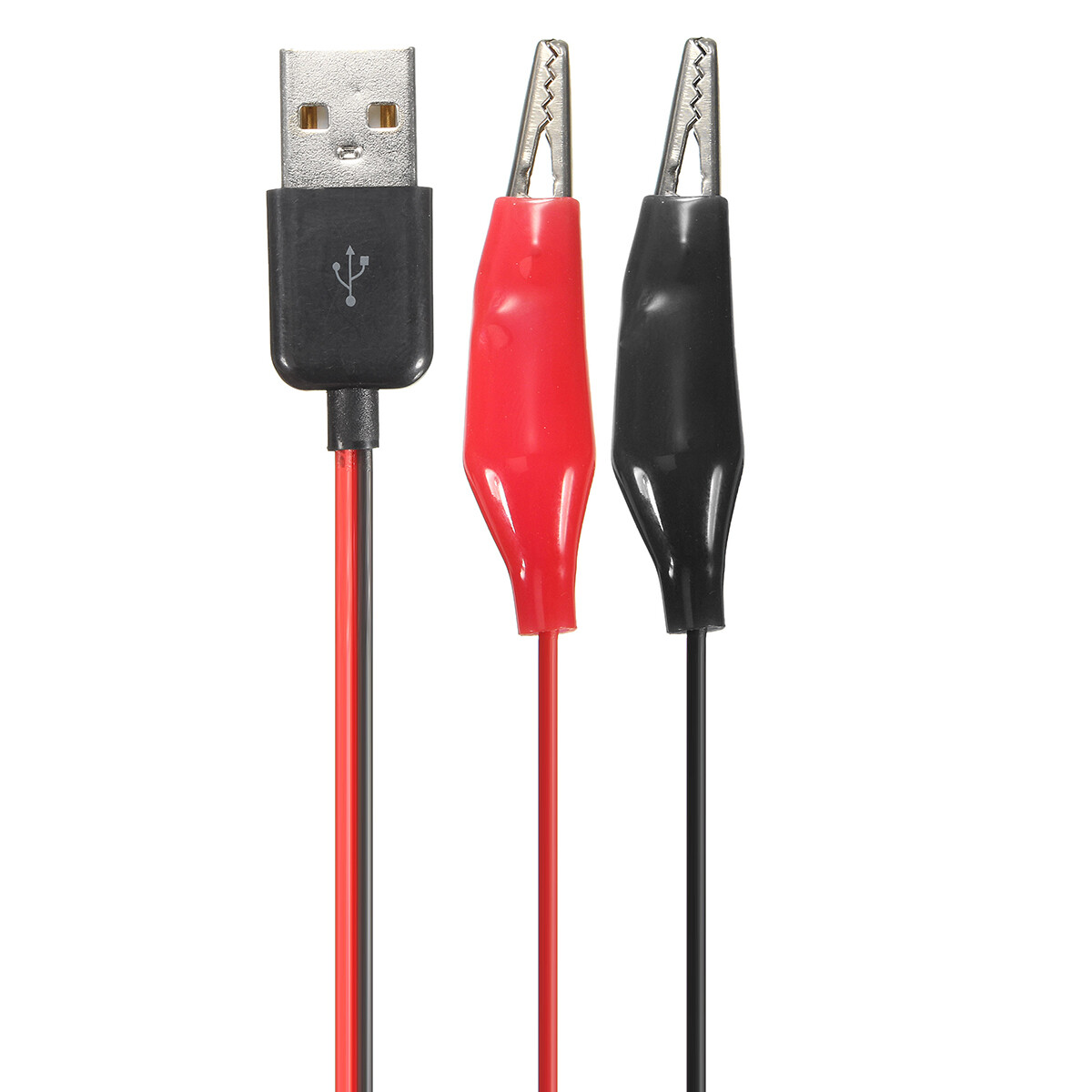 60CM Alligator Test Clips Clamp to USB Male Connector Power Adapter Cable