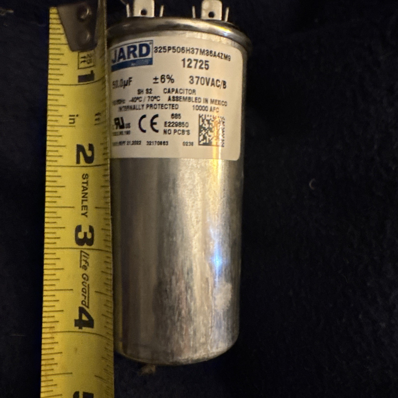 NEW Jard 50.0uF/MFD +/-6% 50/60Hz Motor Run Capacitor 370V 325P506H37M36A4ZM9