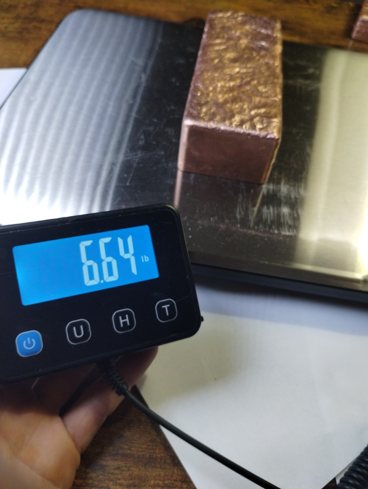Copper Ingot Hand Poured Bullion 999, 6.64 lb