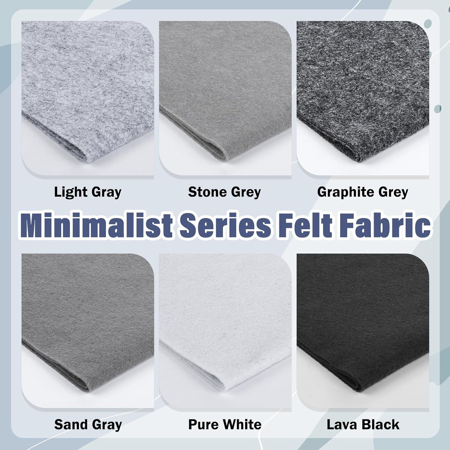 6 Rolls 12″X35″ 1.4Mm Thick Soft Felt Fabric Sheet 6 Assorted Black White Series