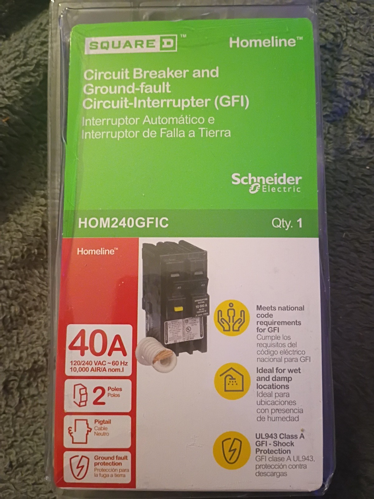 Square D HOM240GFIC Mini Circuit Breaker