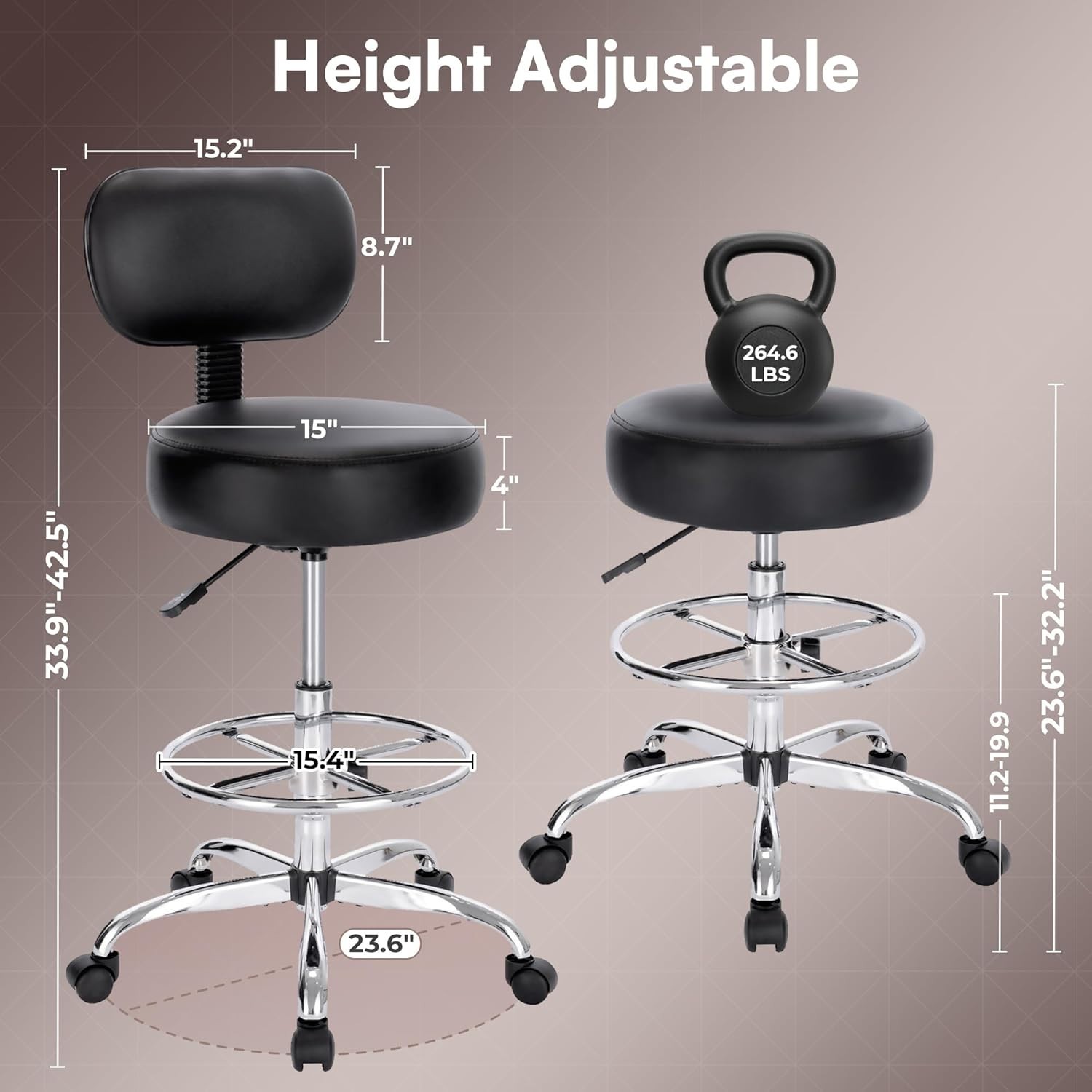 Industrial Design Adjustable Drafting Chair with Swivel and Comfortable Cushion