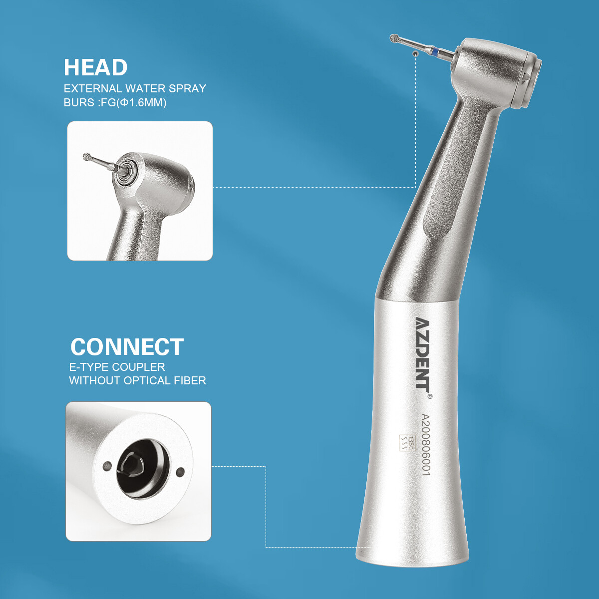Dental Slow Speed Contra Angle Handpiece Fit 1.6/2.35mm Friction Grip Air Motor