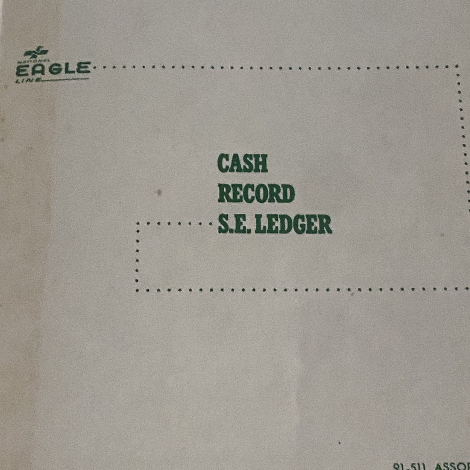 Cash Record S.E. LEDGER BOOK! NATIONAL BLANK BOOK CO. Eagle Line Vintage READ