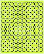 3/4″ Round Fluorescent Chartreuse Labels, 120-UP (8.5″ x 11″)- Box of 100 Sheets