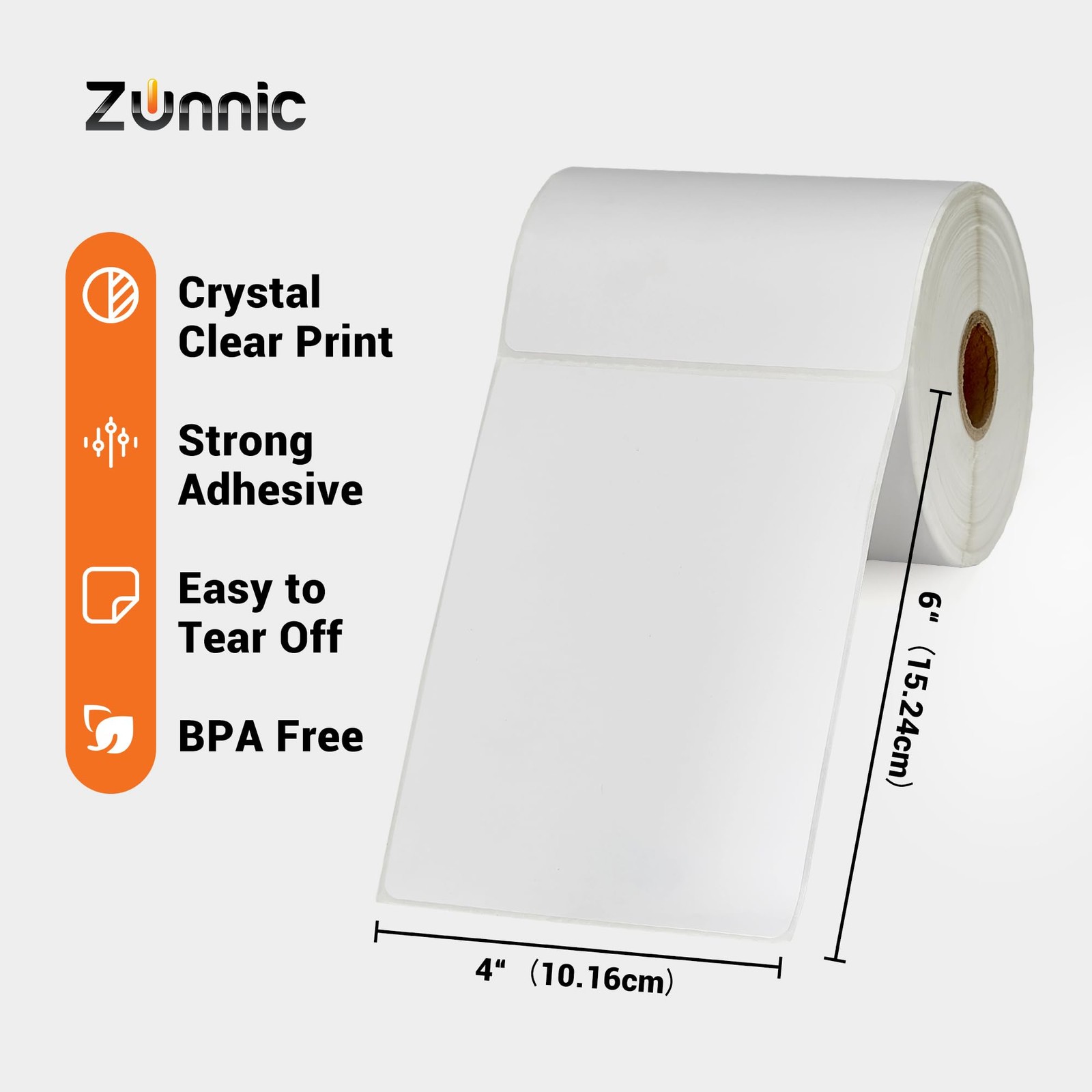 Zunnic 4×6 Thermal Shipping Labels – 250 Labels/Roll | Strong 4×6, White
