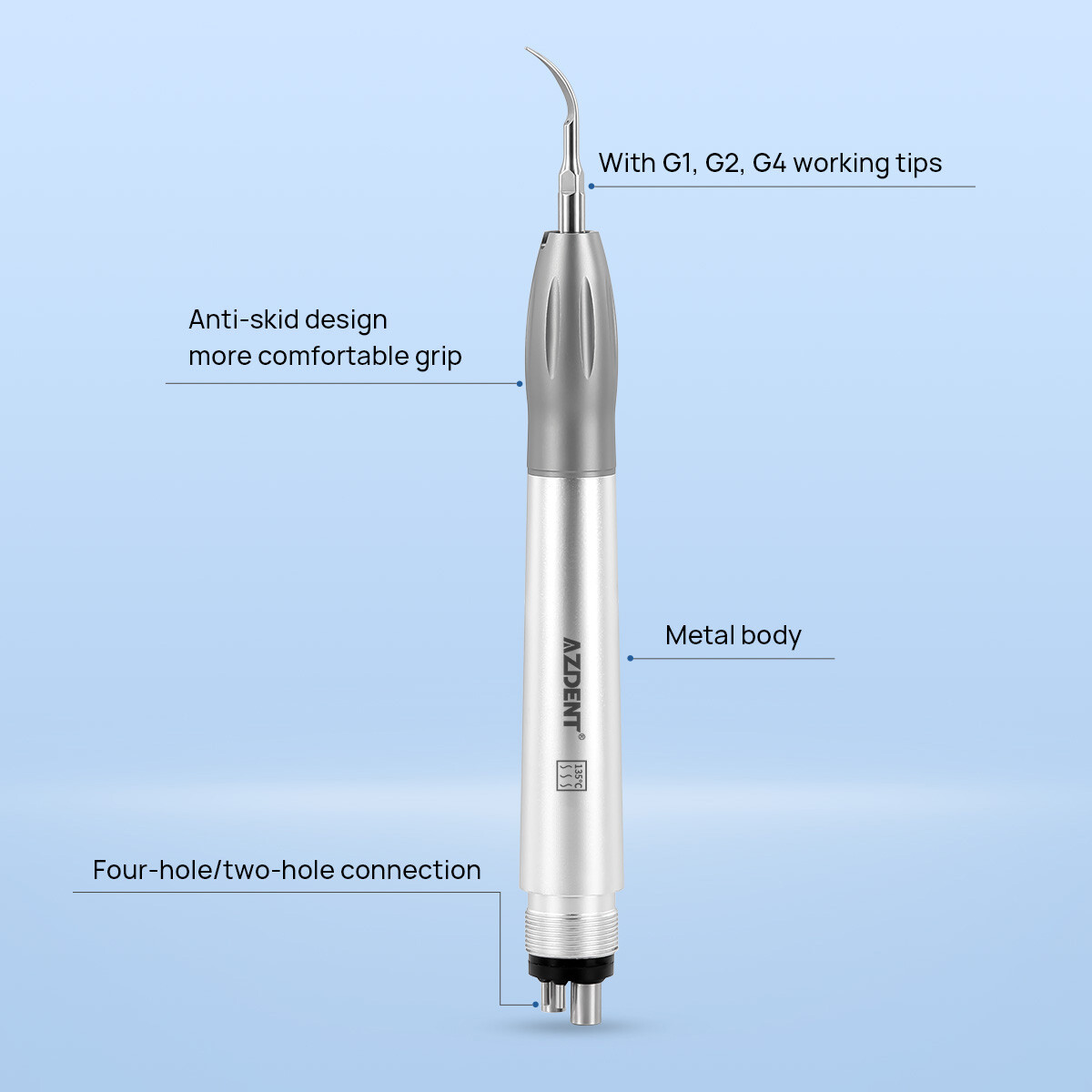 AZDENT Dental Ultrasonic Air Perio Scaler Handpiece Hygienist 2/4Holes