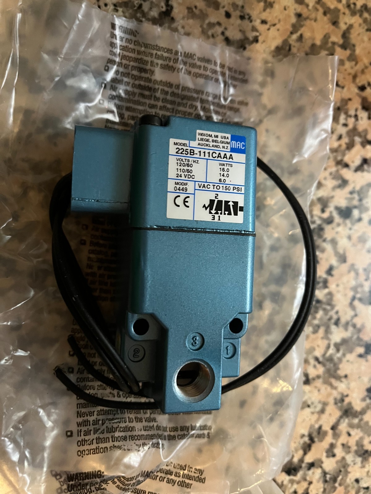 MAC 225B-111CAAA 150 PSI Solenoid Valve