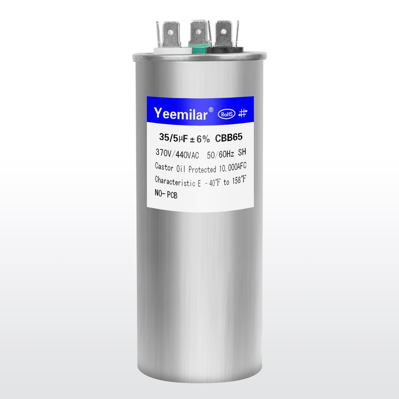35+5 uF 35/5 MFD ±6% 370V/440V CBB65 AC Capacitor, Dual Run Round Capacitor R…