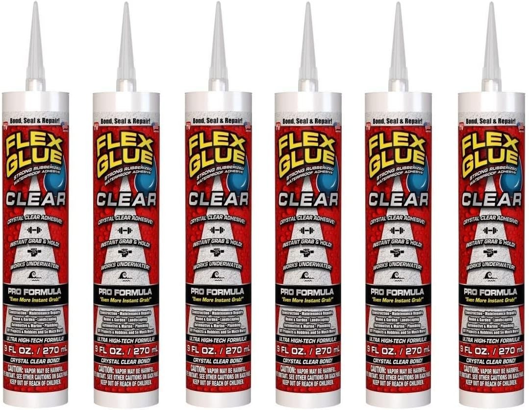 Flex Glue Clear Strong Waterproof Adhesive 9oz Cartridge 6 Pack NEW