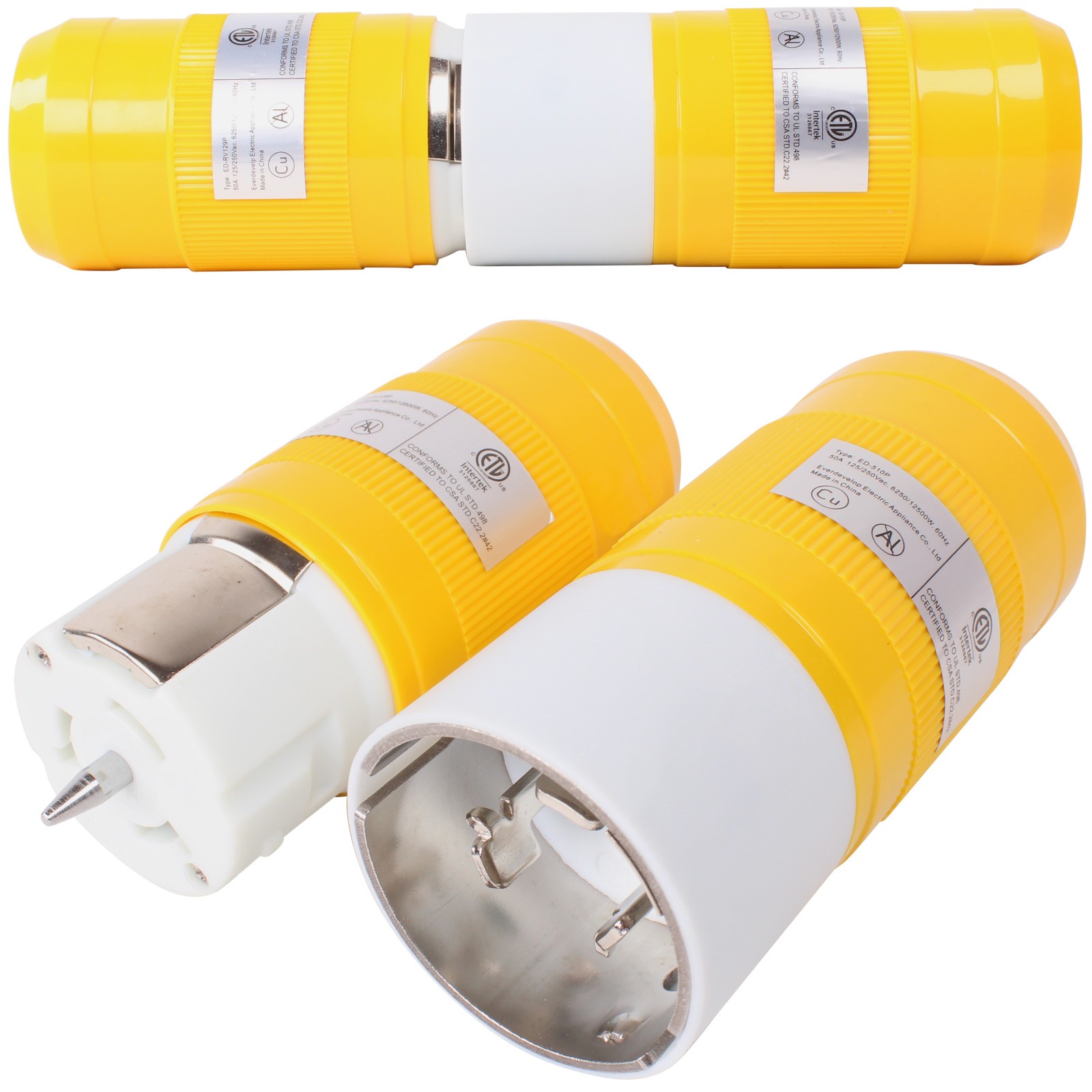 CS6364C + CS6365C Combo Set 50 Amp 125/250V 4-Prong Twist Lock Plug & Connector