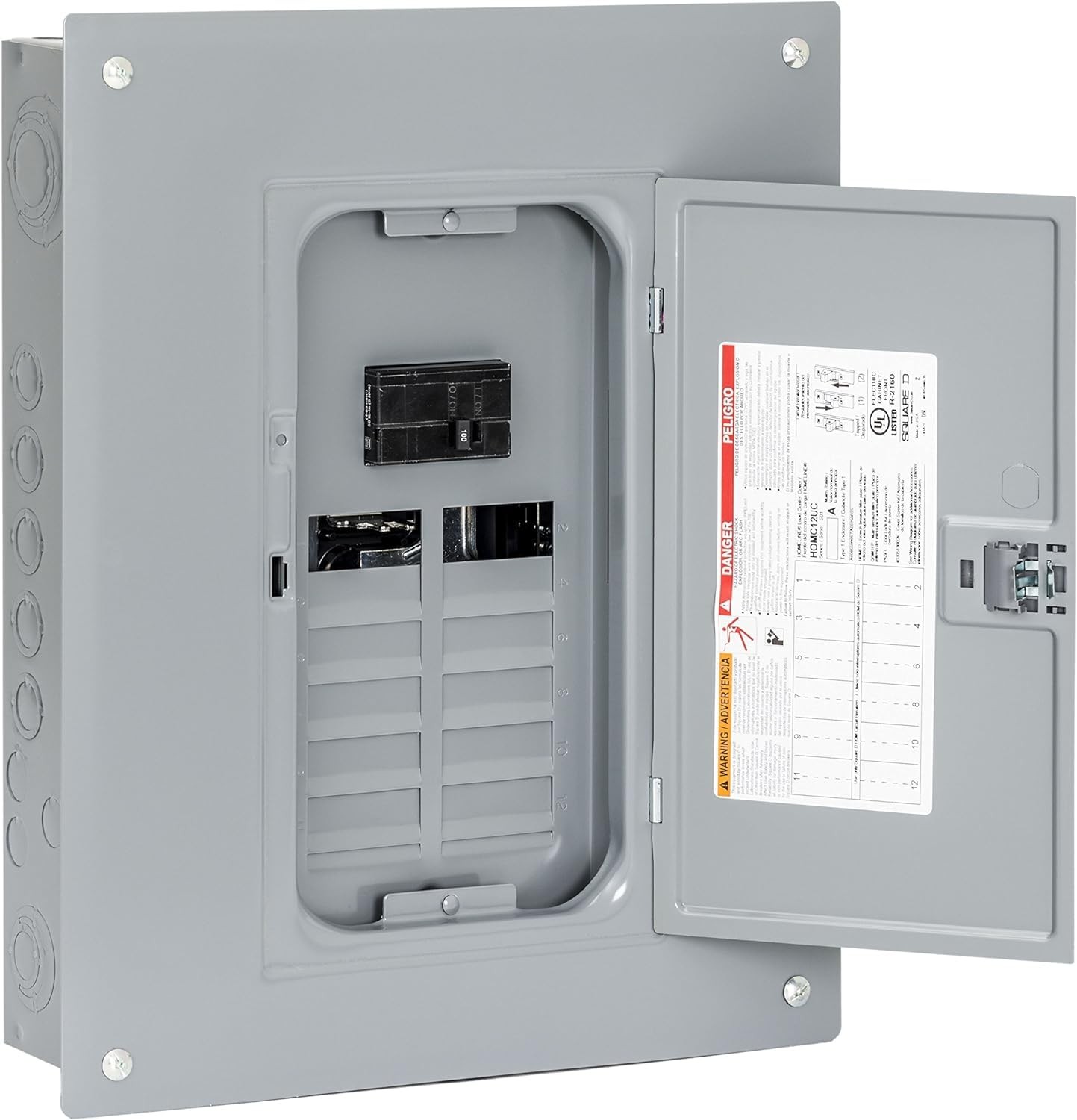 Square D by Schneider Electric Homeline 100 Amp Indoor Main Breaker Box, Circui