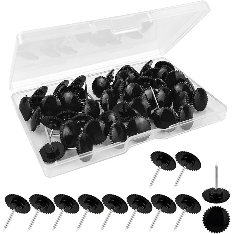50 Pcs Push Pins, Black Thumb Tacks, Flat Thumbtac