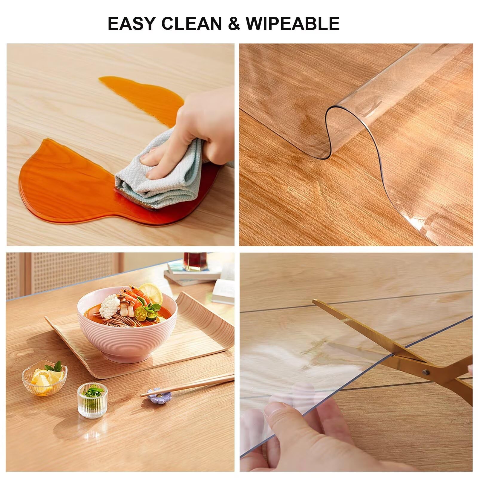 10in x 55in Clear Table Cover Protector, Clear Desk Mat, Table Protector, 1mm