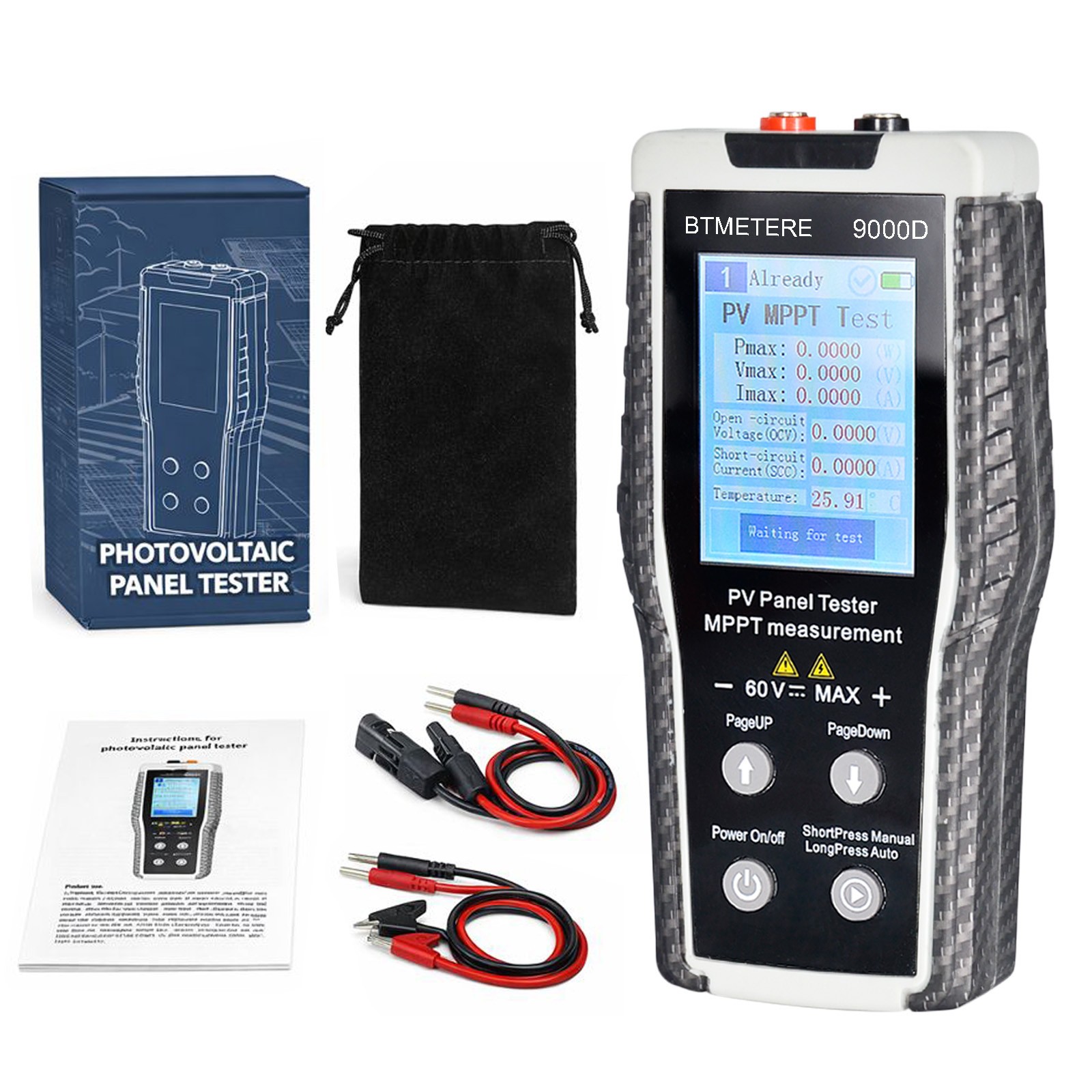 800W MPPT Solar Panel Tester Photovoltaic Panel Multimeter For 60V/35A PV Module