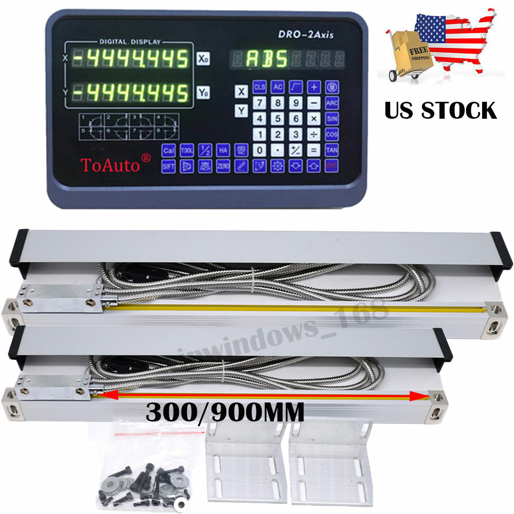 2 Axis Digital Readout DRO Display+12″&36″ TTL Linear Scale Encoder Mill Lathe