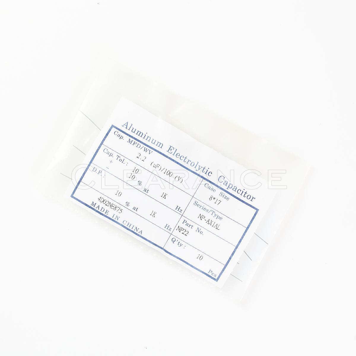 Non-Polarized Electrolytic Audio Capacitor 2.2uF 100V (10/pk) Free shipping