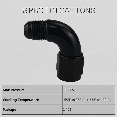 Male to Female Swivel 90 Degree Full Flow Fitting Adapter Coupler Aluminum Black