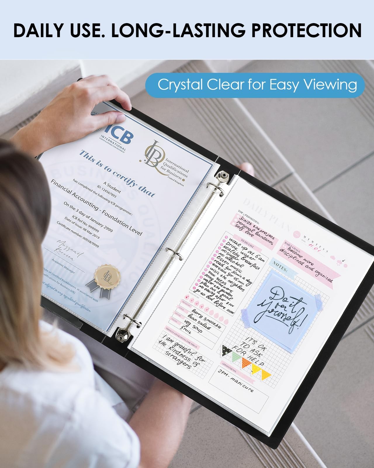 KTRIO Sheet Protectors 8.5 x 11, Page for 3 x 11 in, Clear