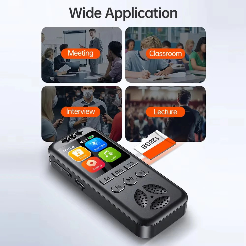 128GB Digital Voice Recorder 1536KBPS Professional Sound Dictaphone Voice Activa