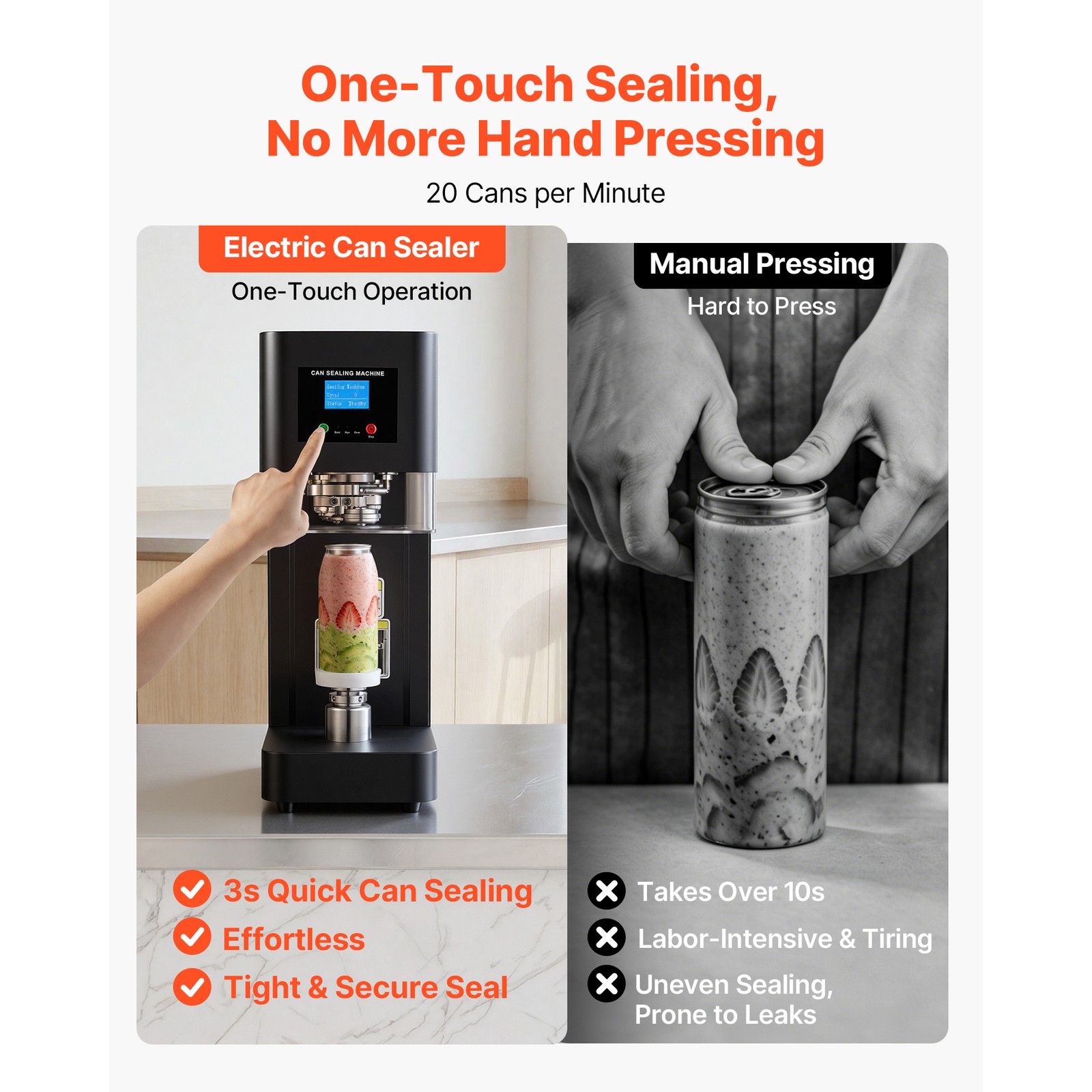 Uimoso Automatic Can Sealer Machine for Soda and Coffee Shops, Black
