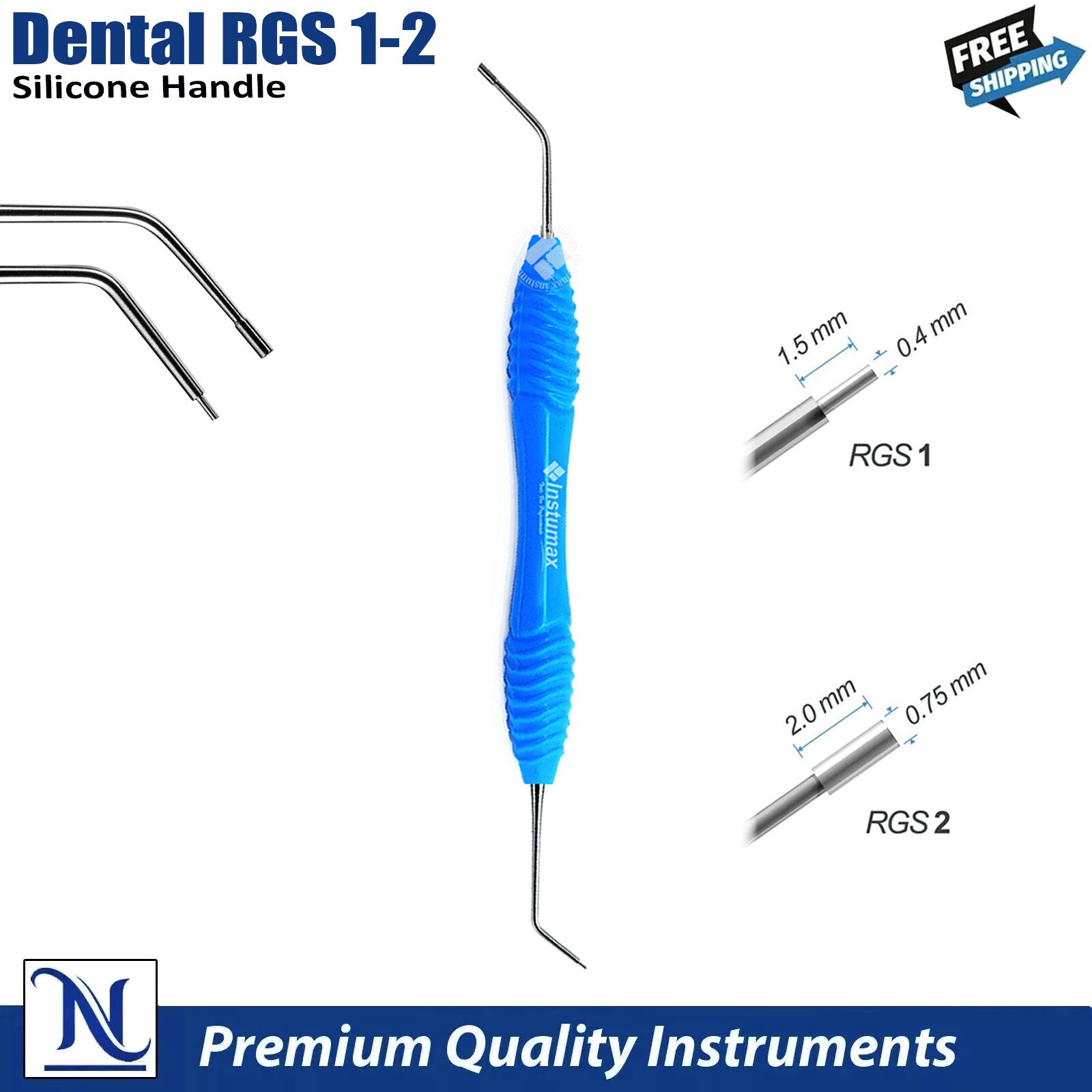 Dental Instrument RGS 1-2 / 3-4 Silicone Handle Depth Dimensions for Restoration