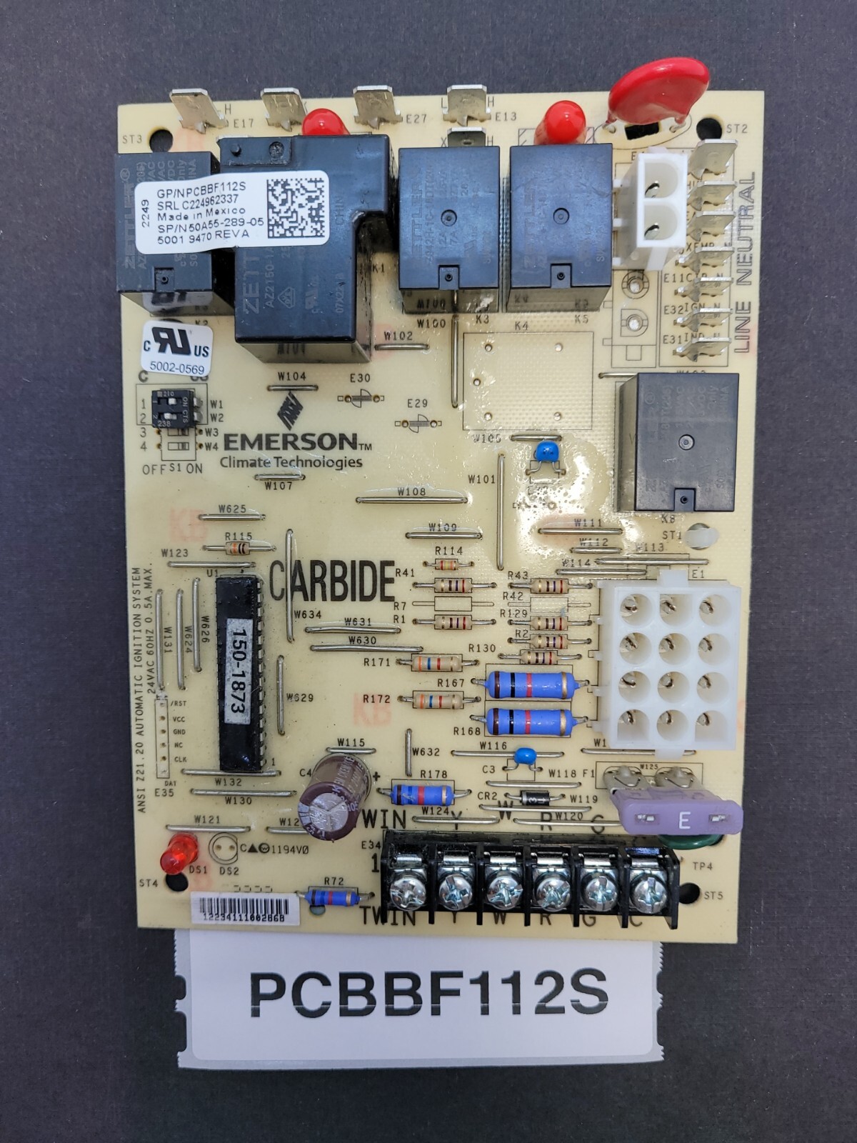 Rodgers Emerson White Carbide Control Board 50A55-289-05 PCBBF112S.