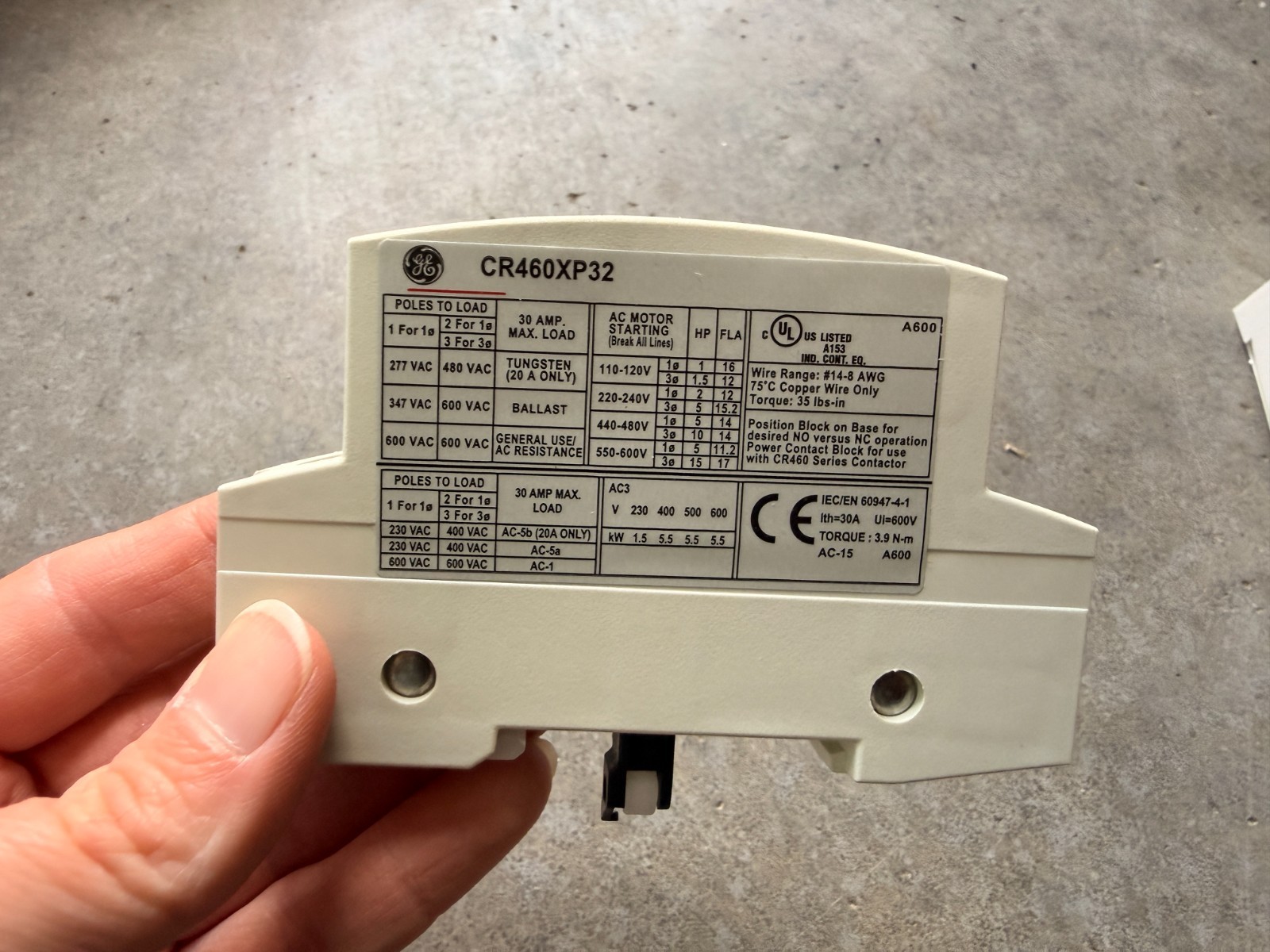 General Electric CR460XP32 2p 30a Lighting Contactor Power Pole NEW 460XP32